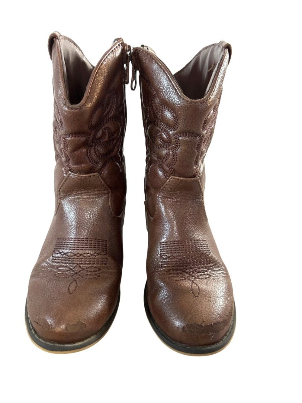Cat & Jack Toddler Girls Boots Cowgirl Brown Zip Size 11